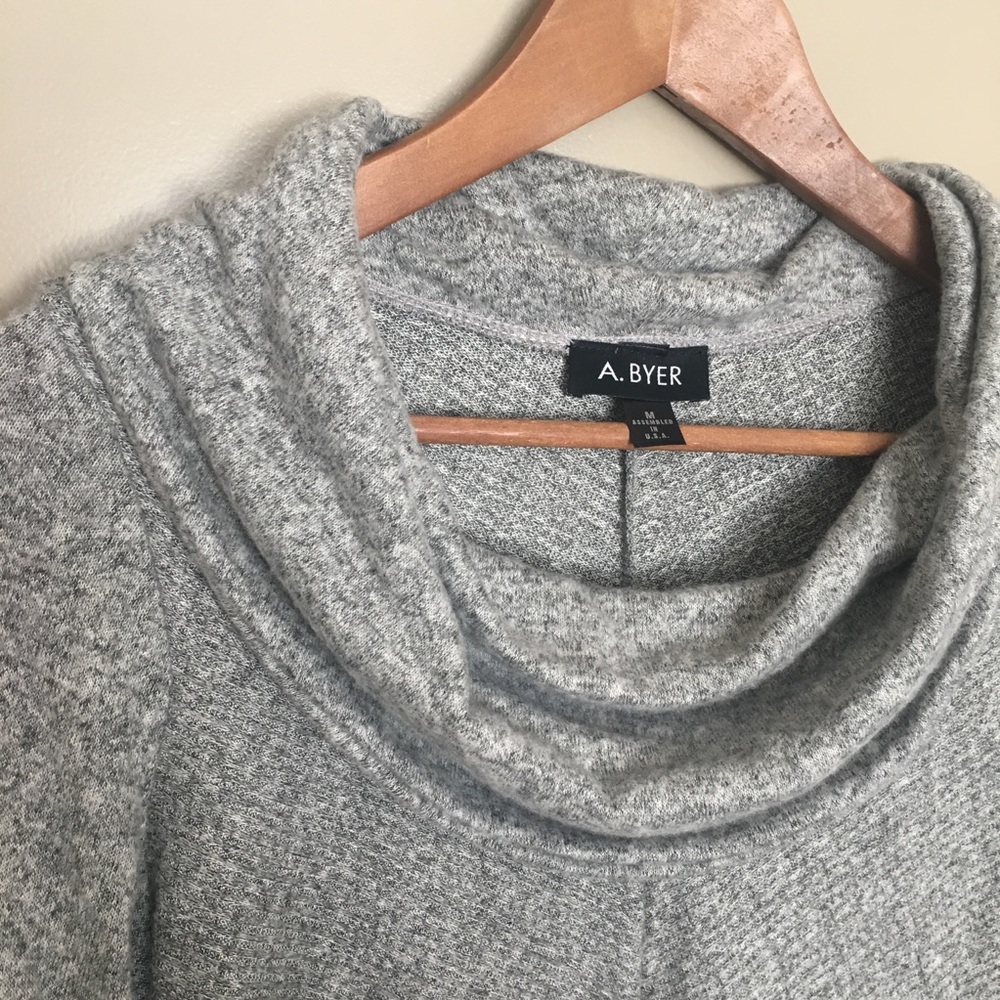 A. Byer Gray Cowl Neck Sweater - Picture 2 of 6